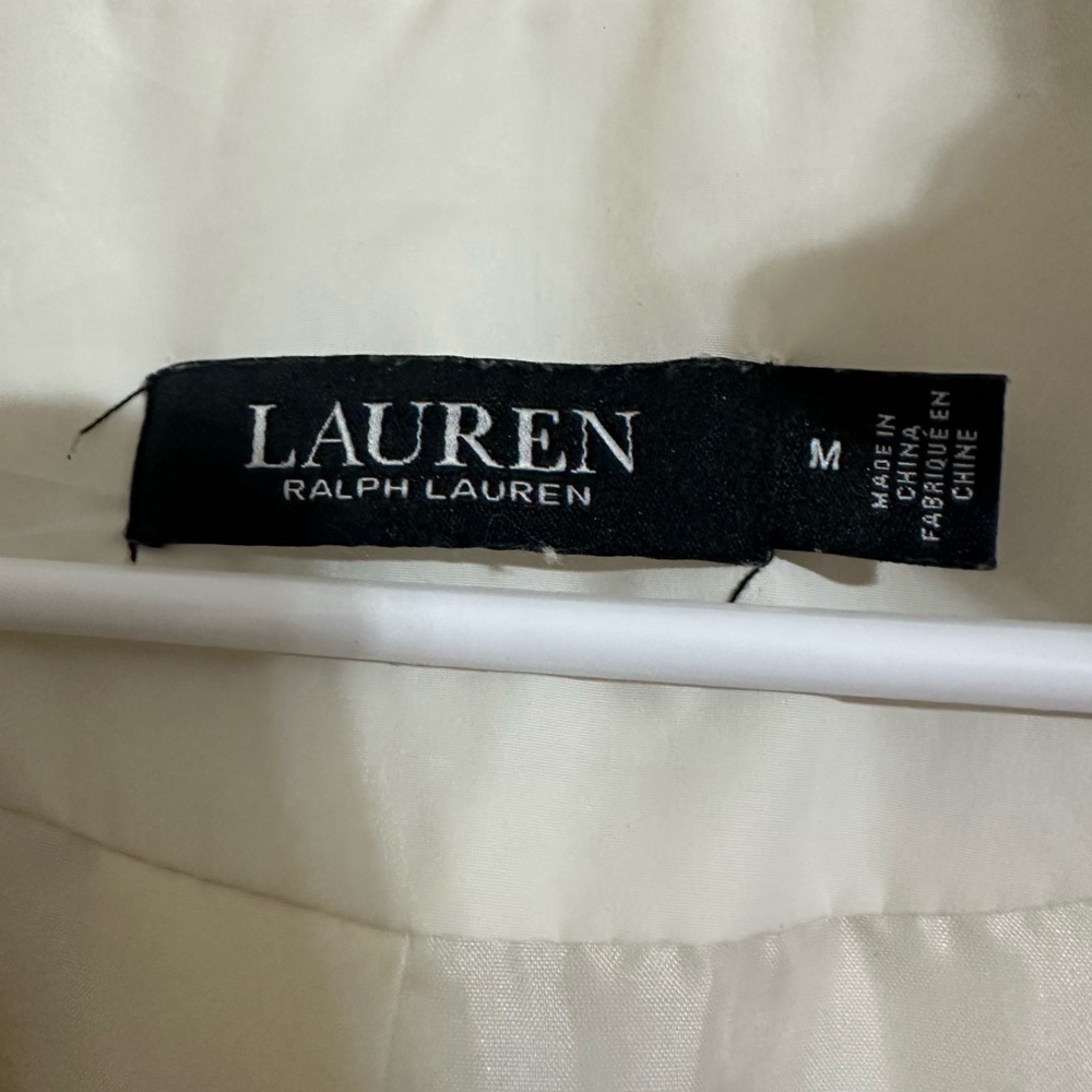 Lauren Ralph Lauren Down Puffer Coat Women’s Medium Ivory Long Winter Jacket - Picture 8 of 14